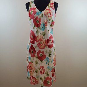 Ann Taylor Silk Cream Floral Midi Dress